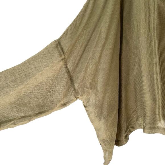 Shack Incorporated Olive Green Stripe Silk Oversized Flowy Blouse One Size Fits - Picture 2 of 6